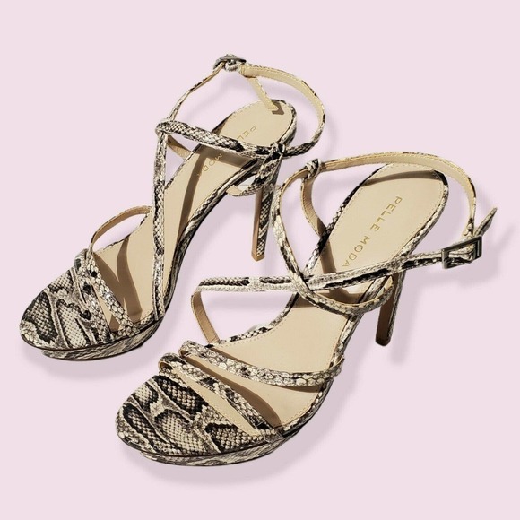 PELLE Moda Sandals Olya Sandal In Black White Snake Print Size 8 - Picture 8 of 11